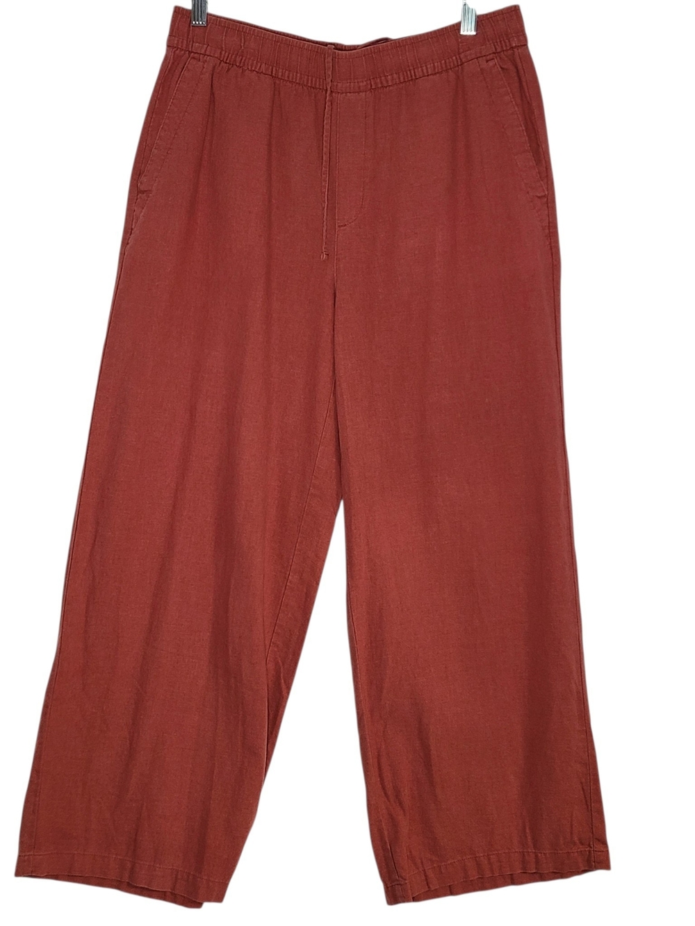 Old Navy High-Rise Linen Blend Wide Leg Pants Size Medium Red Rust Drawstring